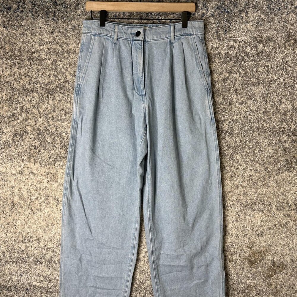 Wilfred Free Pants Womens 8 Light‎ Blue Pleated Denim Wide Leg Trousers